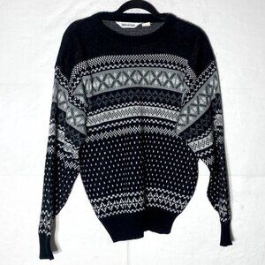 Vintage Entourage Black White Knit Dad Sweater M